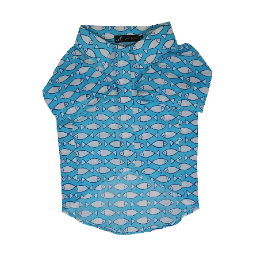 Floof & Co Fish Print Cotton Shirt for Dogs (Blue) - Image 2