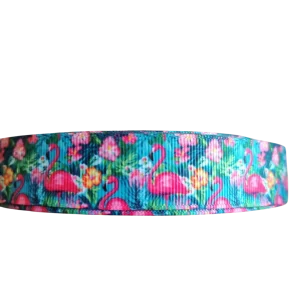 Floral Flamingo Nylon Dog Collar