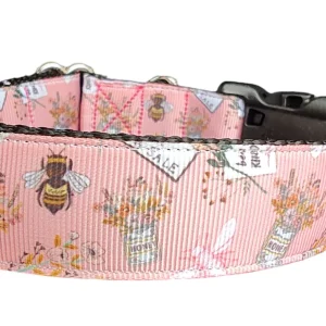 Flower Market Bees Nylon Dog Collar