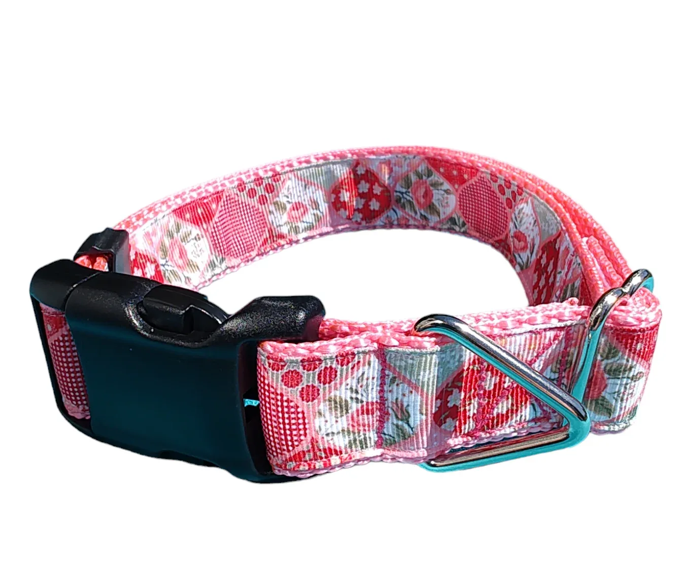 Flower Quilt Pink Nylon Dog Collar MD, LG, XL, Leash - Image 2