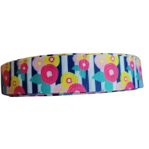Flowers & Stripes Nylon Dog Collar