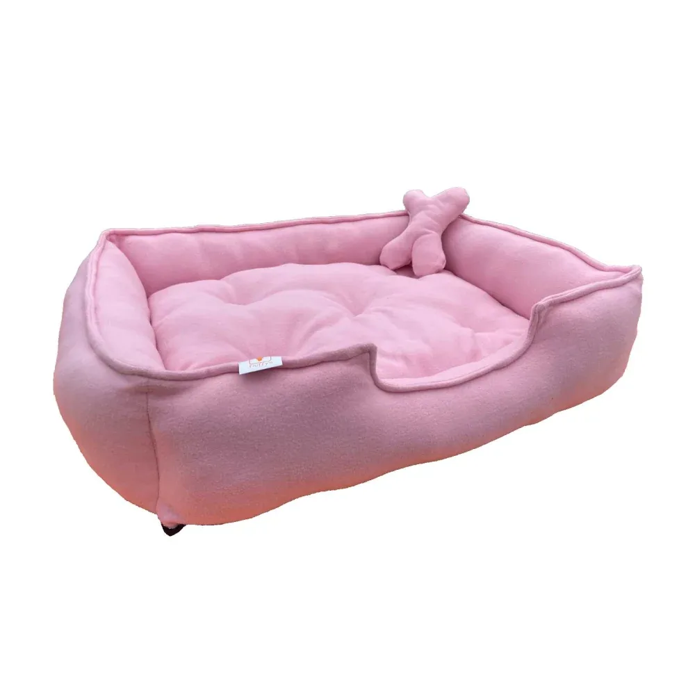 Fluffy's Luxurious Reversible Polyester Filled Bed for Dogs and Cats (Pink)