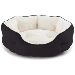 Fluffy's Pawsome Round Washable Bed for Dogs and Cats (Black)