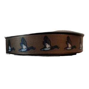 Flying Duck Brown Nylon Dog Collar