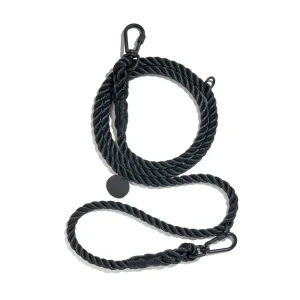 Found My Animal Matte Black Rope Adjustable Dog Leash Large