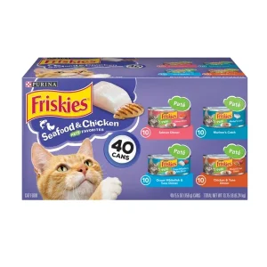 Friskies Pate Wet Cat Food Variety Pack, Seafood & Chicken 40/5.5oz {L+1}050678