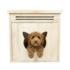 FurryLiving Meraki Cabinet with Cushion for Small Dogs and Cats (Oak/Brown Cushion)