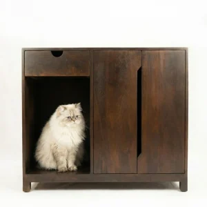 FurryLiving Paco Litter Cabinet for Cats (Dark Brown)
