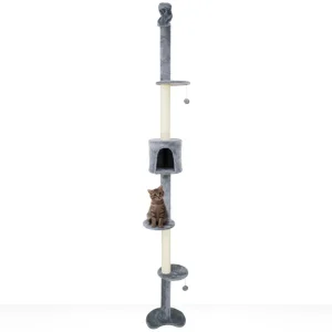 FurryLiving Sora Adjustable Floor to Ceiling with Scratching Posts, Condo and Hanging Toy Cat Tree