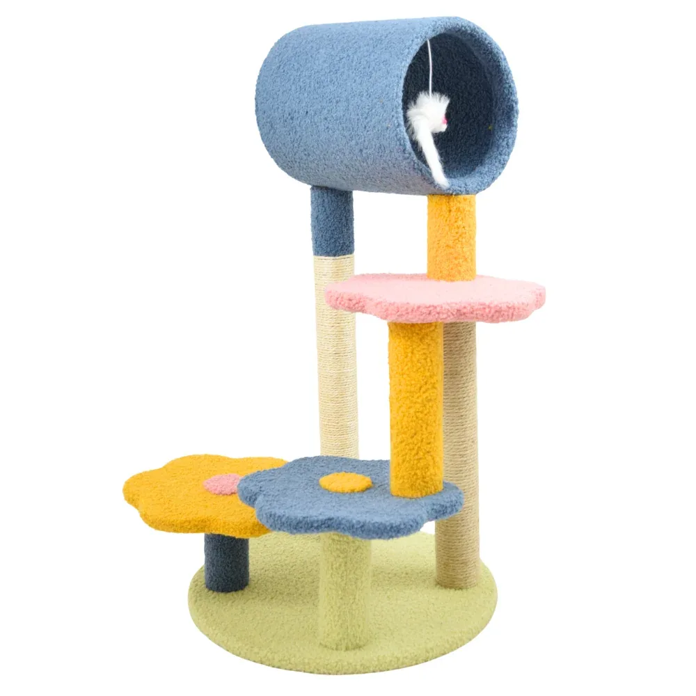 FurryLiving Terra Multi Level Cat Tree with Scratching Post and Hanging Toy for Cats & Kittens