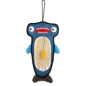 GiGwi Cat Scratcher with Catnip Alligator Toy for Cats (Blue)
