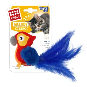 GiGwi Melody Chaser with Motion Activated Sound Chip for Cats (Red Parrot)
