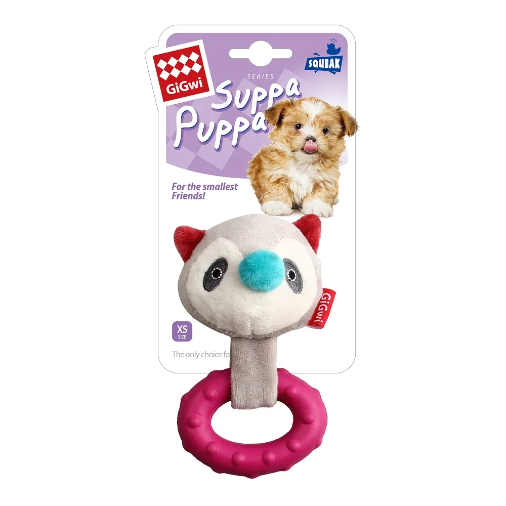 GiGwi Suppa Puppa Ring Raccoon Toy for Dogs (Pink) - Image 2