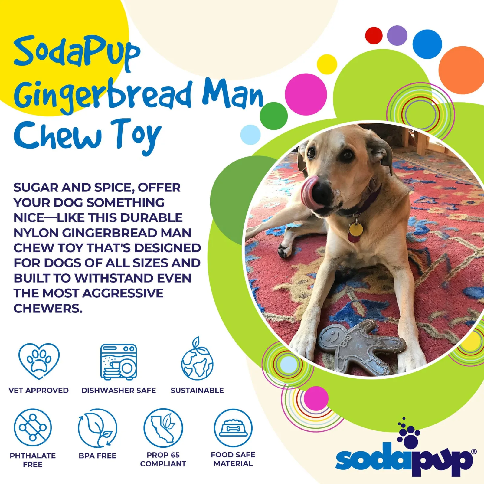 Gingerbread Man Nylon Dog Chew Toy for Aggressive Chewers - Image 2