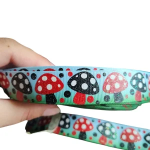 Glitter Mushrooms Nylon Dog Collar