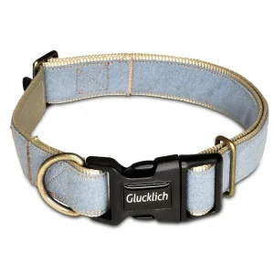 Glucklich Denim Adjustable Collar for Dogs (Light Blue)