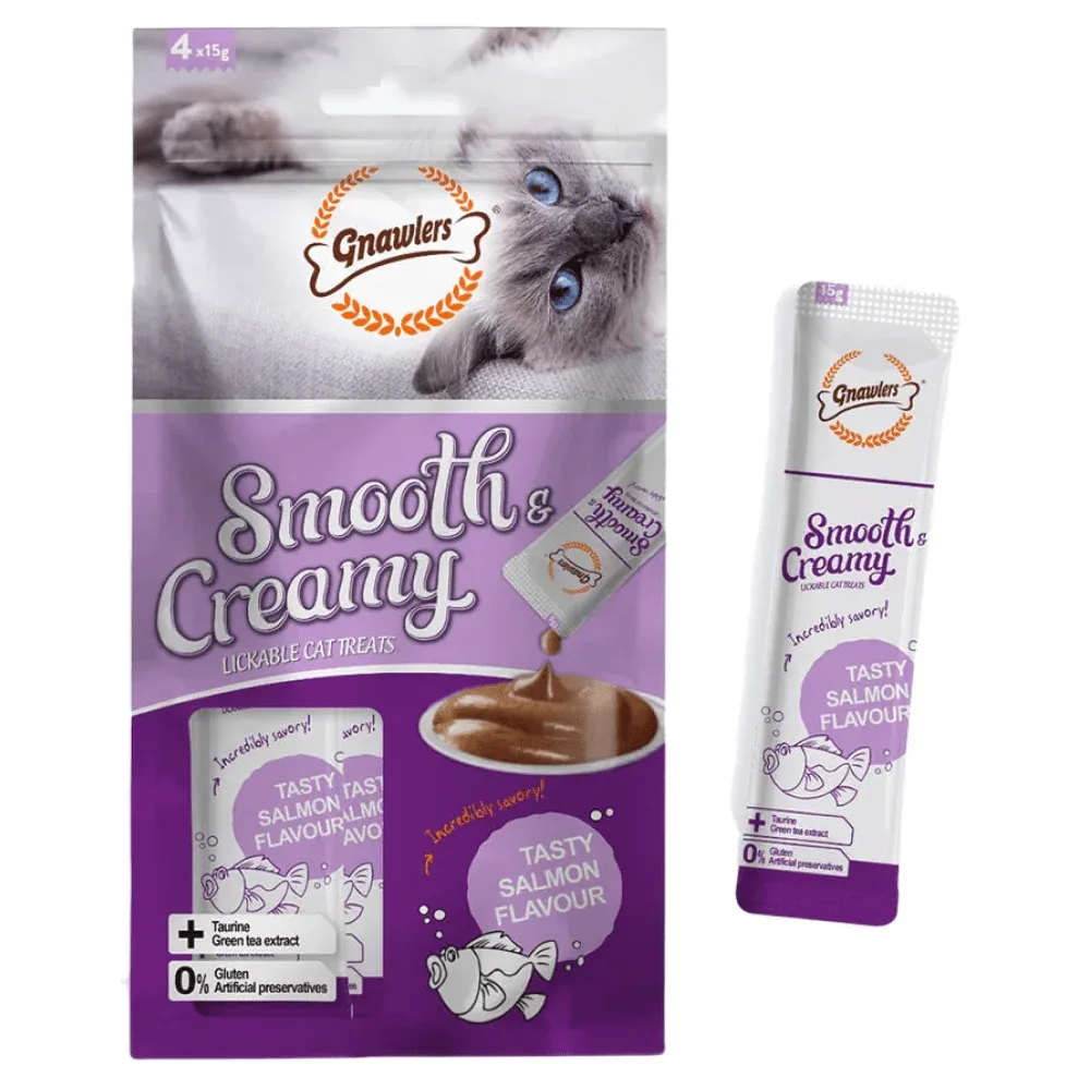 Gnawlers Crab and Salmon Flavour Creamy Cat Treats Combo - Image 2