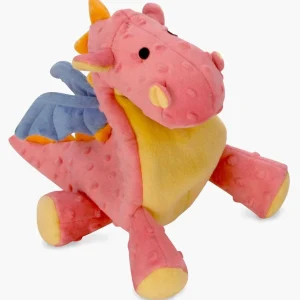 GoDog Dragon w/Chew Guard Coral Plush Dog Toy Large