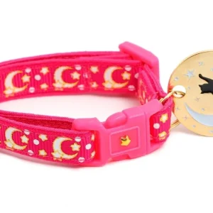 Gold Moons and Stars on Hot Pink Cat Collar