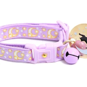 Gold Moons and Stars on Pastel Purple Cat Collar
