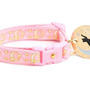 Gold Moons and Stars on Powder Pink Cat Collar