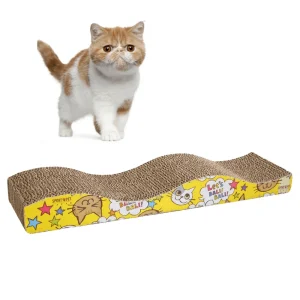 Goofy Tails Wave Shaped Scratcher for Cats (Yellow)