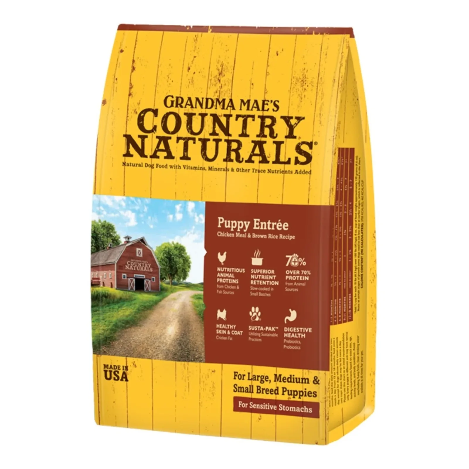 Grandma Mae's Country Naturals Dog Puppy Entree Chicken Meal & Brown Rice Recipe 24 lb