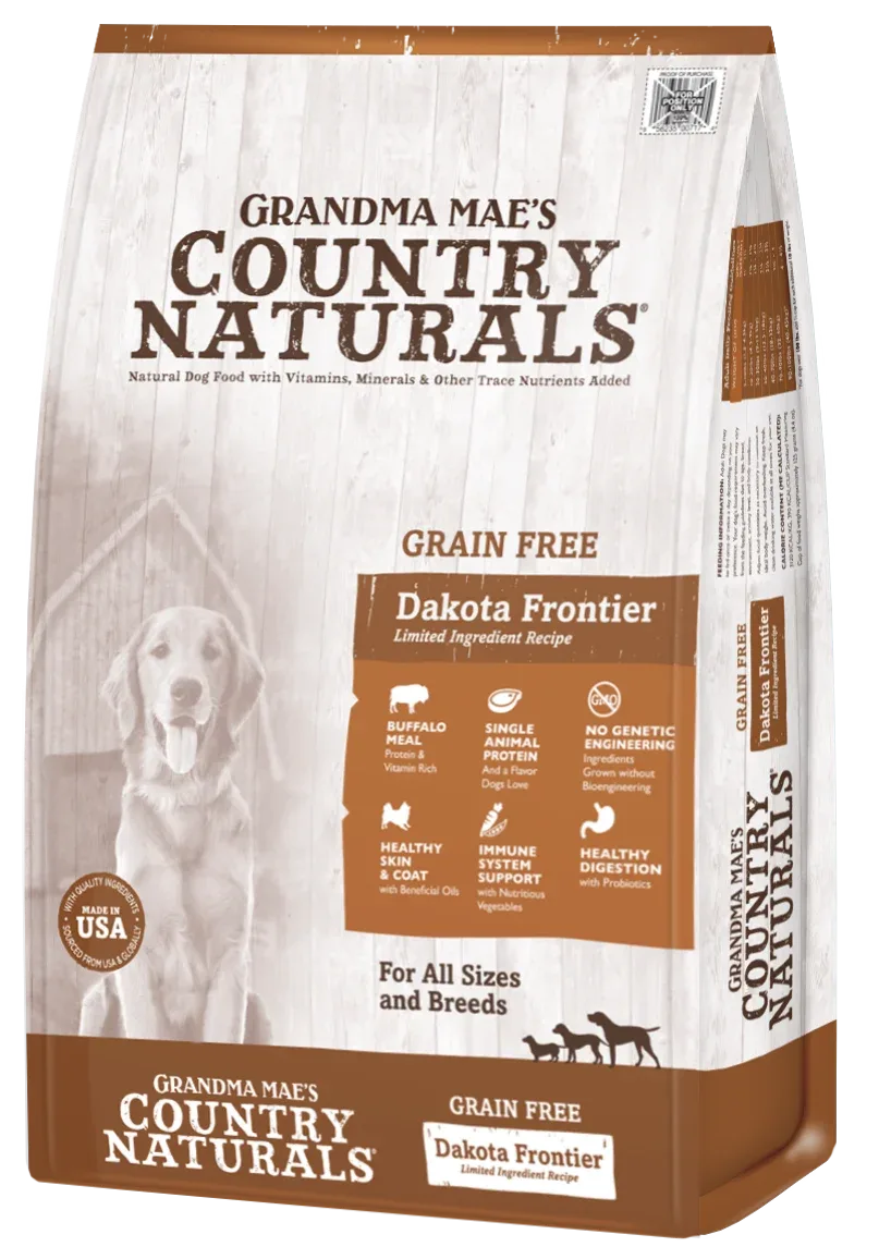 Grandma Mae's Country Naturals Grain Free LID Dry Dog Food Dakota Frontier Buffalo 22 lb