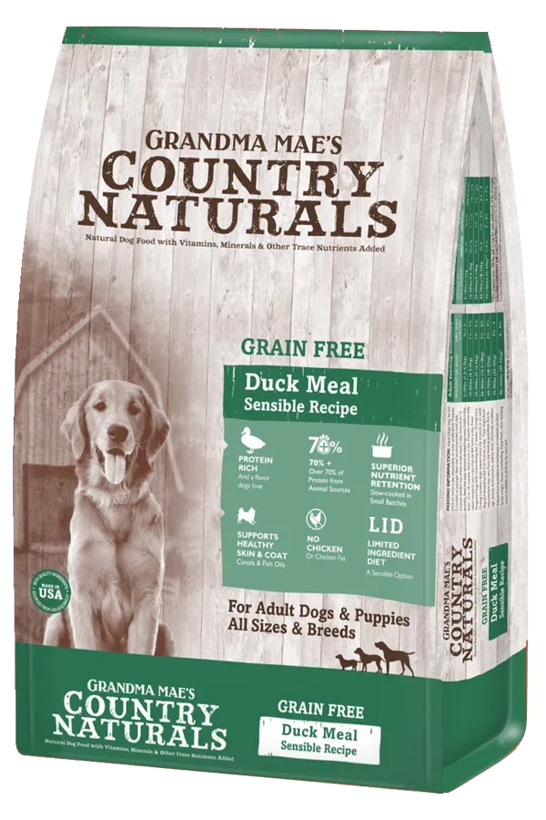 Grandma Mae's Country Naturals Grain Free LID Dry Dog Food Duck Meal Sensible 23 lb
