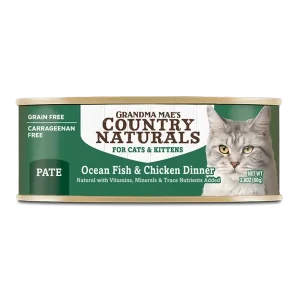 Grandma Mae's Country Naturals Pate Dinner Canned Cat Food Ocean Fish & Chicken 24ea/2.8 oz