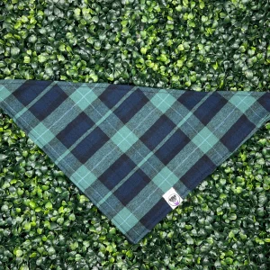 Green and Blue Large Plaid Flannel Bandana