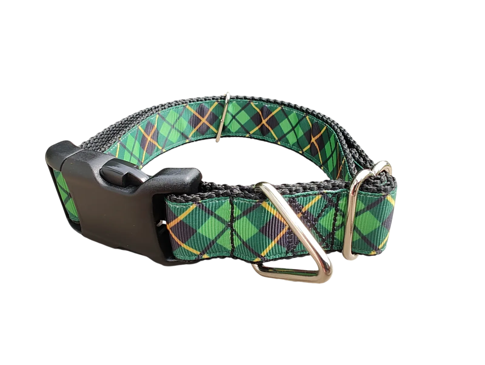 Green and Gold Plaid Nylon Dog Collar - Image 2