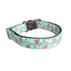 Green and Pink Trees Nylon Dog Collar
