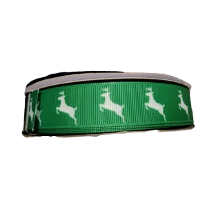 Green Deer Nylon Dog Collar