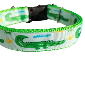 Green Gator Nylon Dog Collar