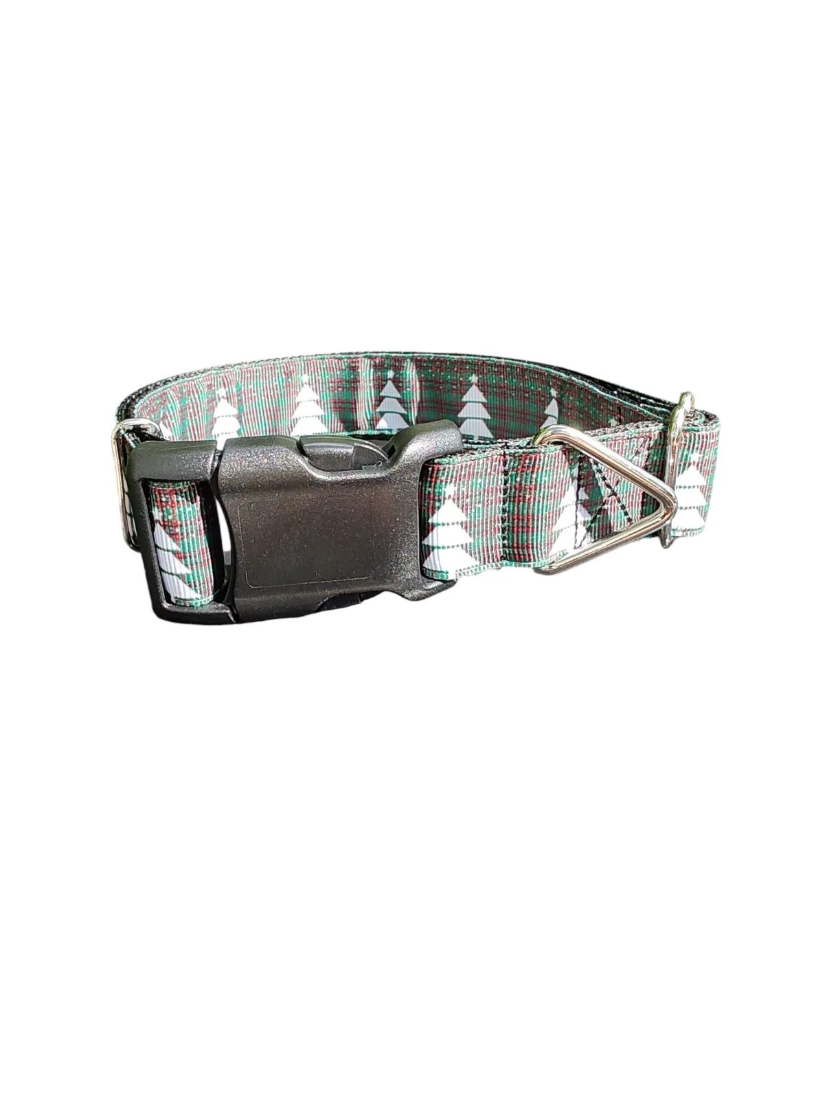 Green Plaid Trees Nylon Dog Collar - Image 2
