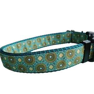 Green/Yellow Tribal Green Nylon Dog Collar MD, LG, XL, Leash