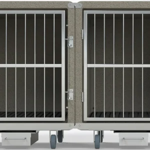Groomer's Best Modular Kennel 2 Bank Grey Side-by-Side +2 Bases