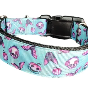 Halloween Blue Spooky Season Nylon Dog Collar