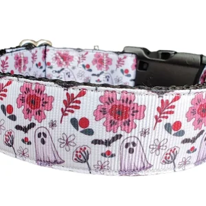Halloween Floral Ghost Nylon Dog Collar