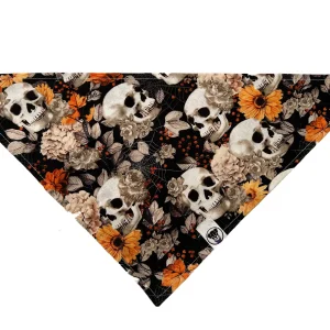 Halloween Floral Skulls Black Bandana