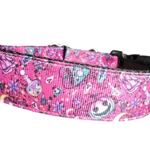 Halloween Pink Paranormal Nylon Dog Collar