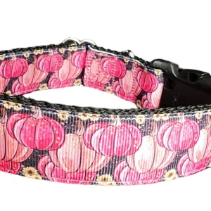Halloween Pink Pumpkins Nylon Dog Collar