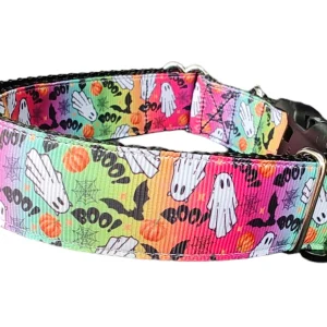 Halloween Rainbow Ghosts Nylon Dog Collar
