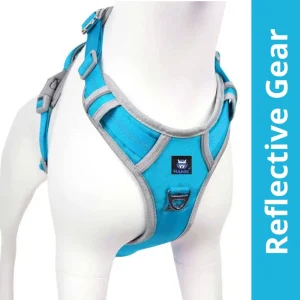 Hank 3M Reflective Harness for Puller Dogs (Grey/Cyan Blue)