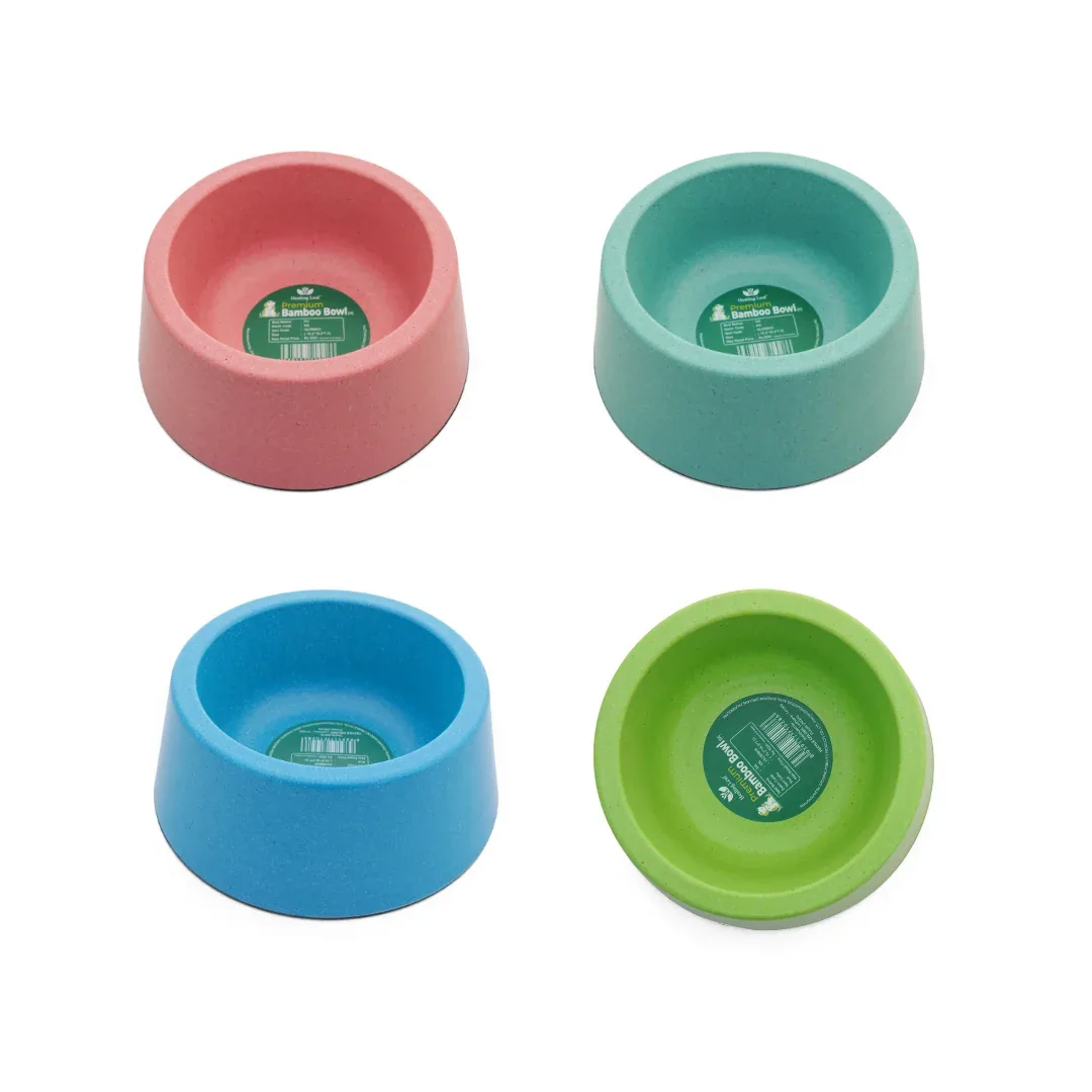 Healing Leaf Eco Friendly Bamboo Bowl for Dogs and Cats (Pink) - Image 2