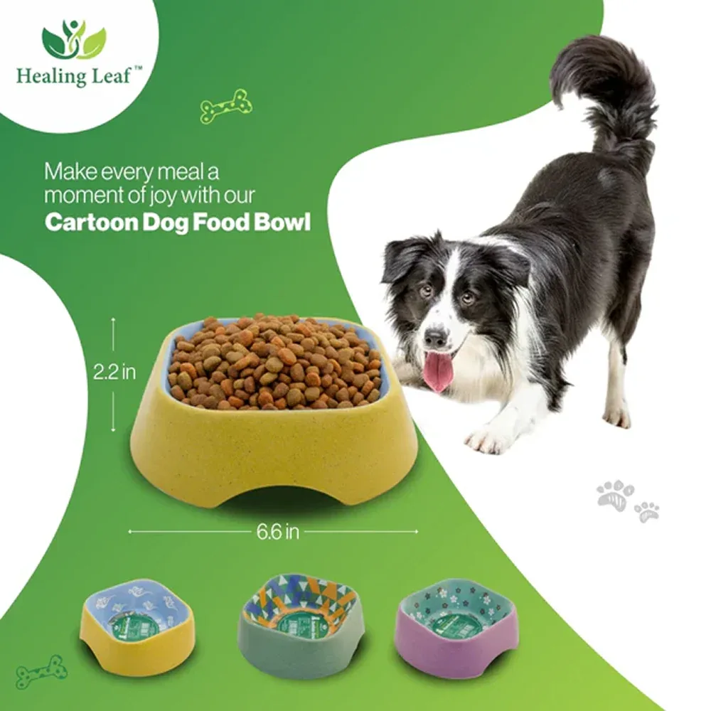 Healing Leaf Eco Friendly Bamboo Bowl for Dogs and Cats (Yellow) - Image 2