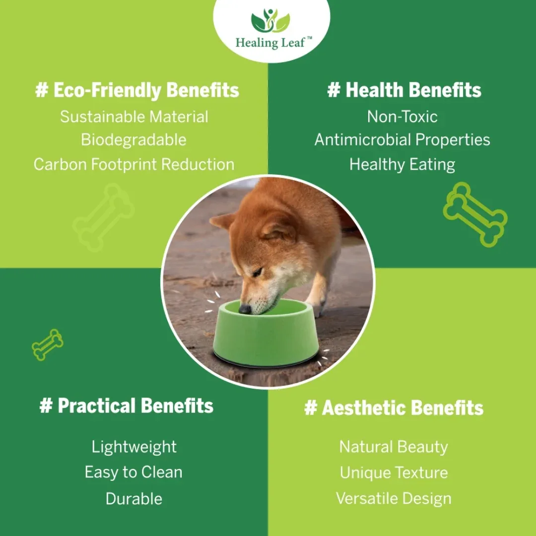 Healing Leaf Eco Friendly Bamboo Bowl for Dogs and Cats (Yellow) - Image 2