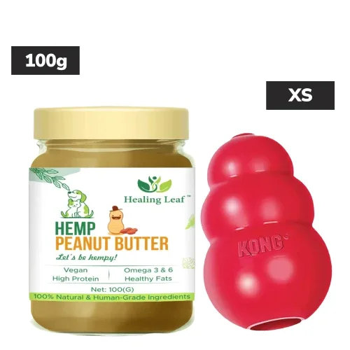 Healing Leaf Hemp Peanut Butter and Kong Classic Toy Combo for Dogs