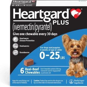 Heartgard Plus Chewables for Dogs (ivermectin/pyrantel) – 0-25 lbs